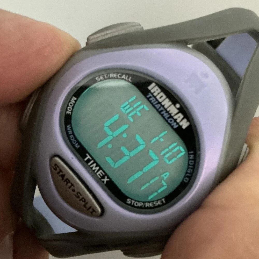 Timex Ironman T5E511 Womens Watch 33mm Gray Digital Sport Purple Bezel New Batt